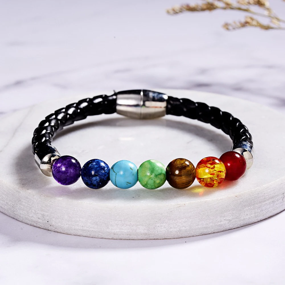 

Natural Stone 8mm 7-Colors Beads Bracelet Magnetic Yoga Balance Pray Jewelry