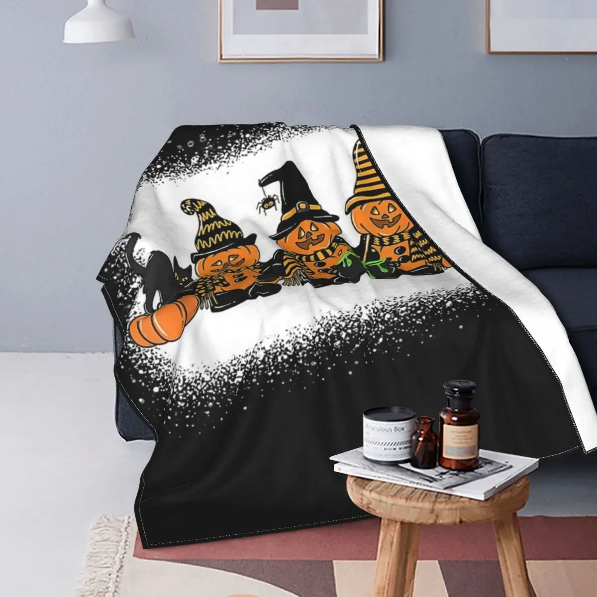 

Manta de bruja de Halloween, edredón de calabaza fantasma, colcha de cama a cuadros, manta de bebé, ropa de cama y fundas
