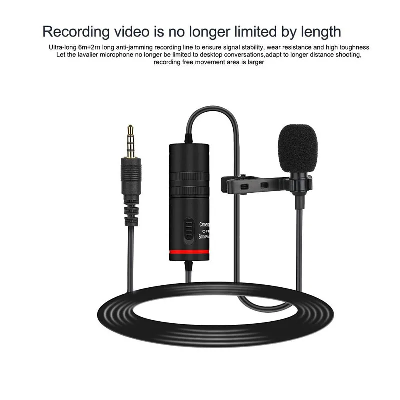 KM-D1 Cable Lavalier Cilp Microphone With Button Battery Condenser for Phone &amp Camera SLR Vlog Recordering microfono | Электроника