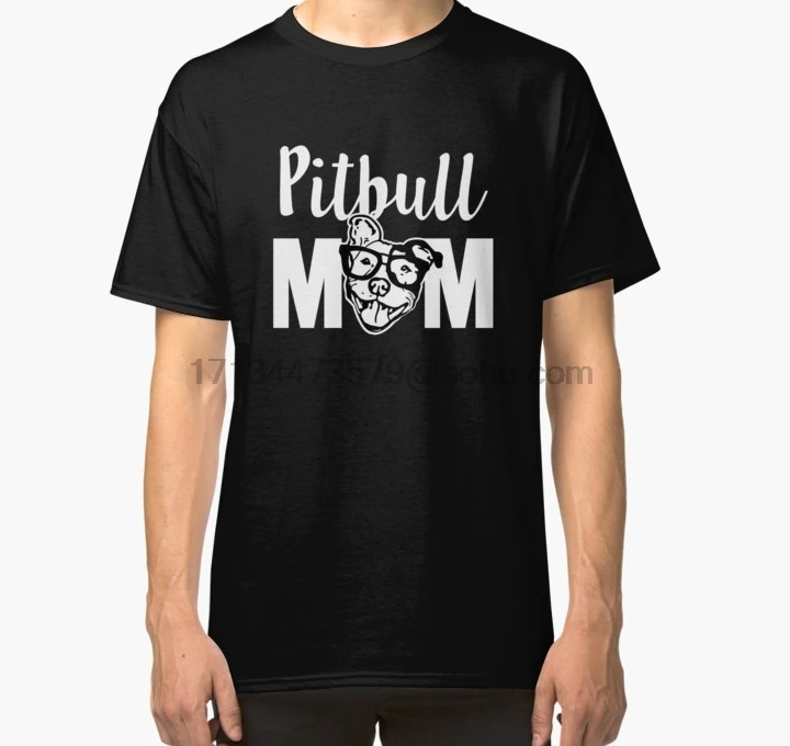 Мужская футболка с коротким рукавом забавная питбуль мама женская Классическая
