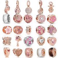 2pcslot new rose gold charm beads pendant diy women bracelets for original brand bracelets bangles necklace gift make