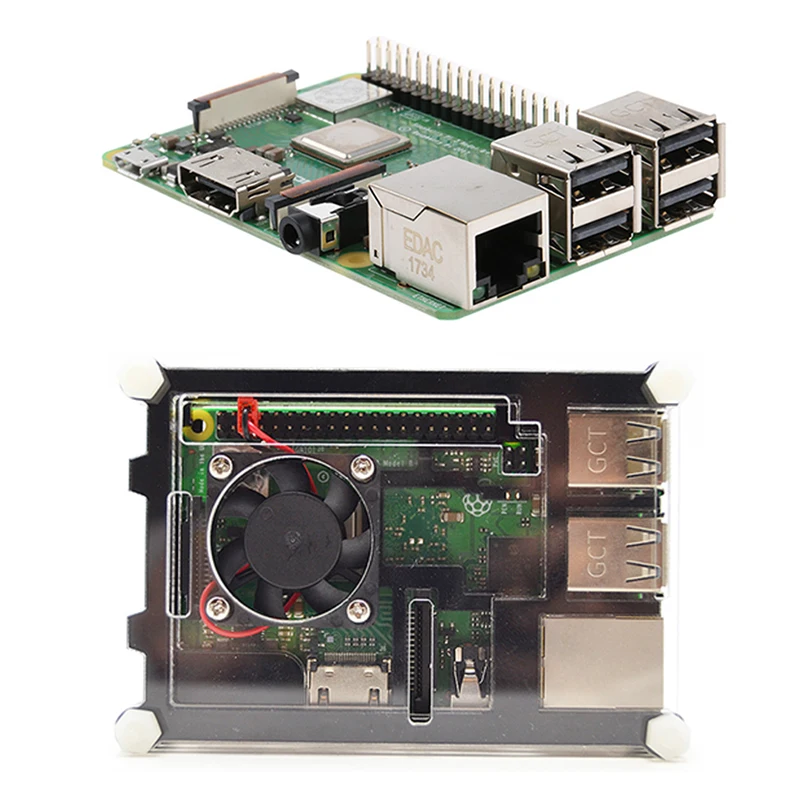 Raspberry Pi 3B plus (+) и 9 слойная акриловая коробка черные чехлы | Компьютеры офис