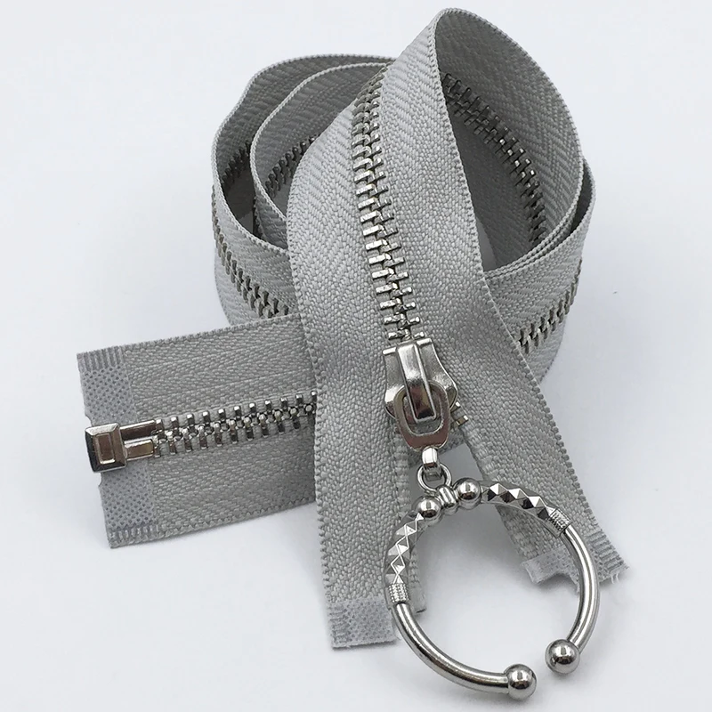50cmgrey 5# открытые металлические молнии DIY эко-молния для шитья пуховая сумка куртка молнии одежда декоративные аксессуары - Цвет: 50cmgrey
