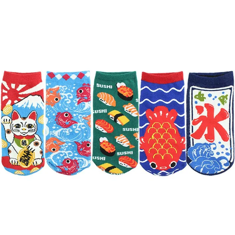 Короткие носки до лодыжки для взрослых ножной браслет японский стиль талисман