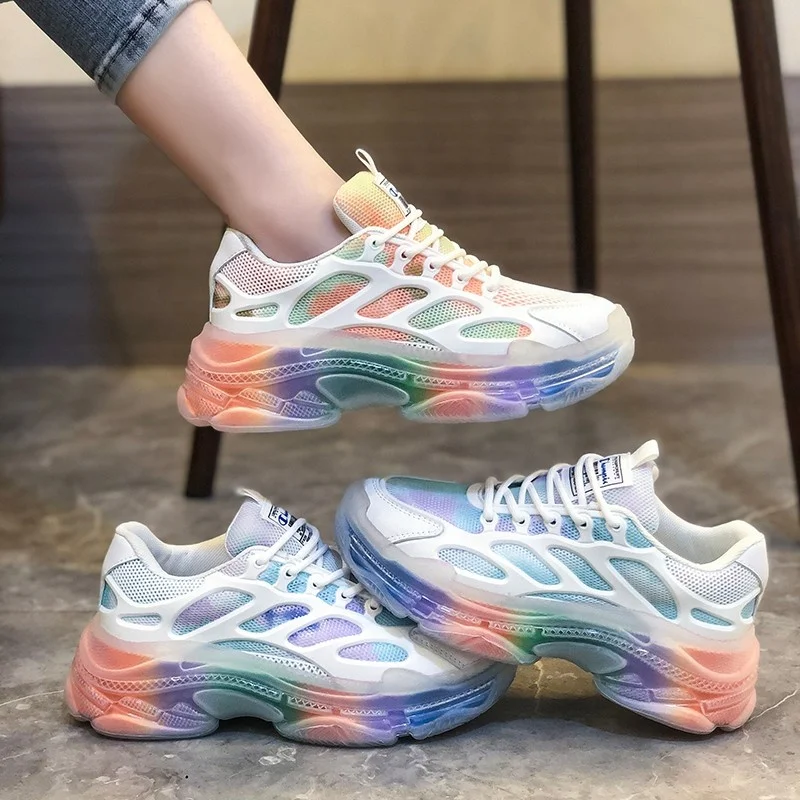 

2021 Chunky Sneakers Woman Platform Shoes Fashion Casual Breathable Thick Bottom Ladies Trainers Zapatillas Mujer Basket Femme