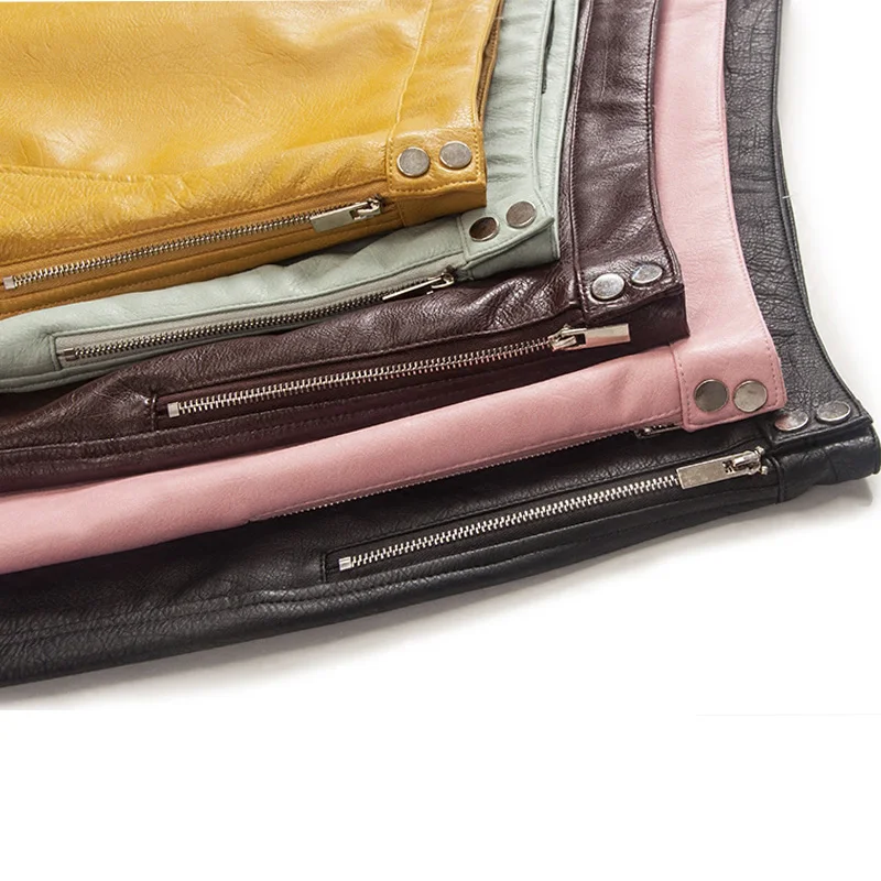 Короткая юбка из искусственной кожи в европейском стиле Мини-юбка