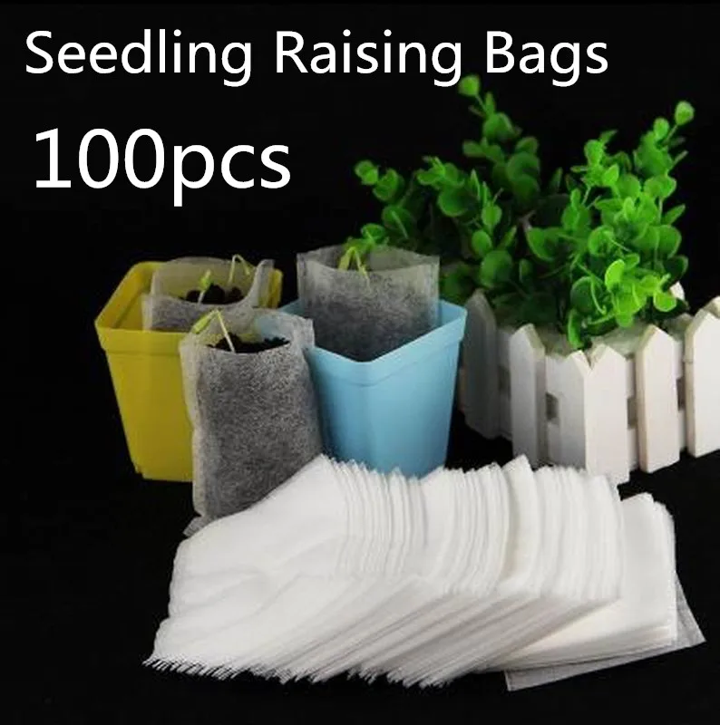 

100PCS 9*11cm seedling bag white non-woven degradable garden strawberry grow bags for plants flower pot gardening