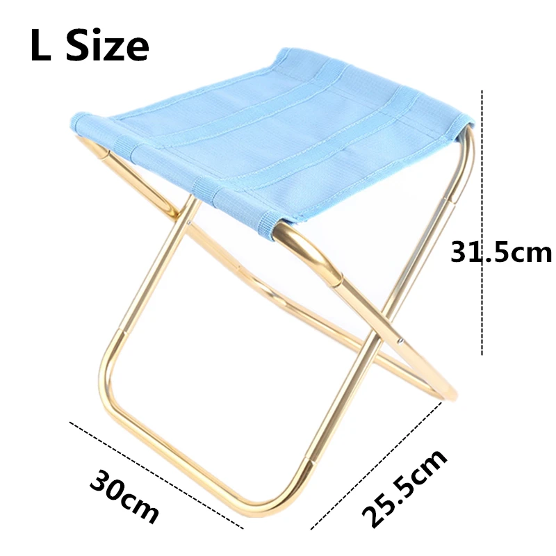 Light Blue Gold-L Складной табурет VILEAD, 2 размера, Сверхлегкий, 7075 алюминиевый, портативный, для рыбалки, кемпинга, пикника, туризма, открытый, складной стул - Цвет: Light Blue Gold-L