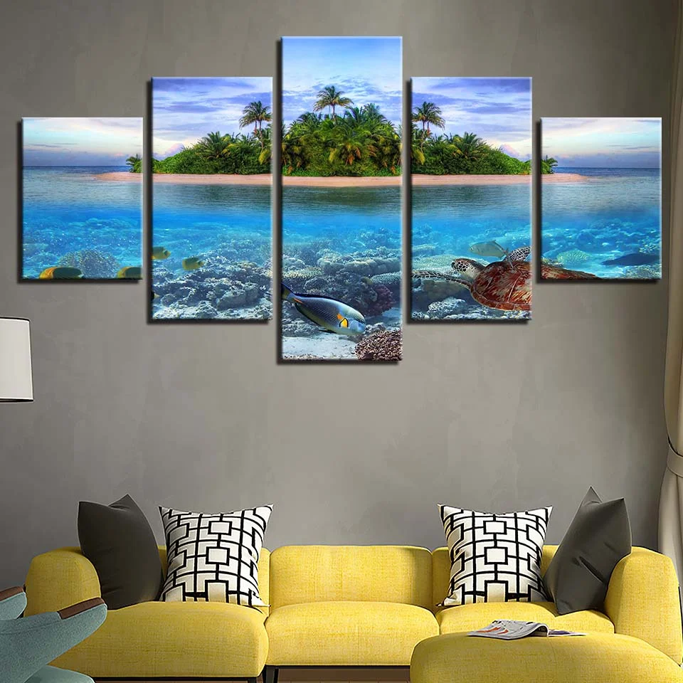 5 шт. Wall Art Холст Картины HD принты Современное украшение для дома морские черепахи