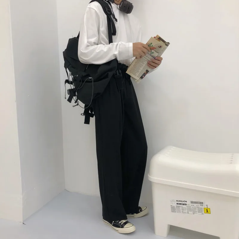 

IEFB /men's wear 2021 spring new Wide Leg Pants casual Pants Chic All-match Loose Directly korean fashion trouser 9Y1161