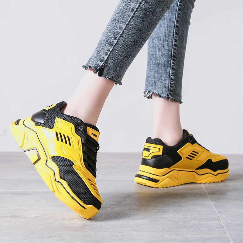 Женские сетчатые кроссовки Повседневные Дышащие на толстой подошве шнуровке для