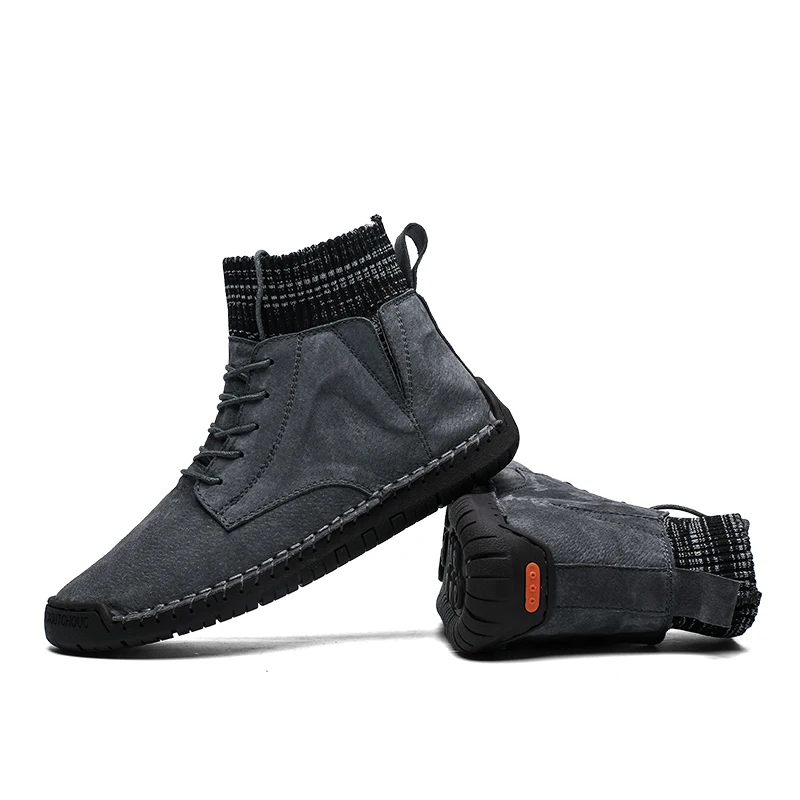 2019 г. Зимние ботильоны мужские меховые теплые плюшевые ботинки замшевая