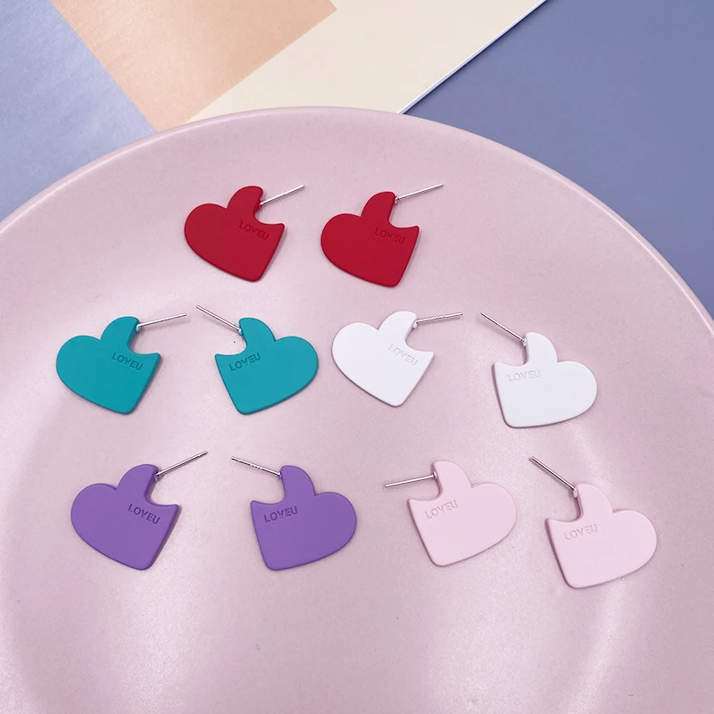

LOVOACC Cute Multi Coloured Heart Earrings for Women Arcylic Letter Print Open Love Heart Drop Earrings Simple Holiday Jewelry