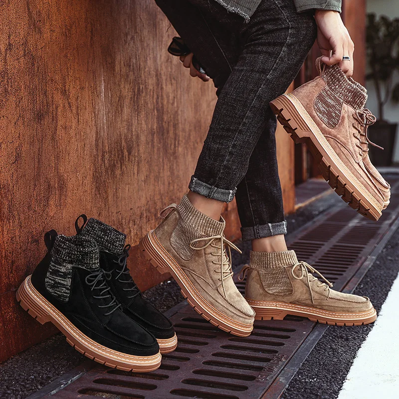 2019 Autumn New Men Boots High Quality Flannel Winter High-top Ankle Shoes Fashion Work | Обувь