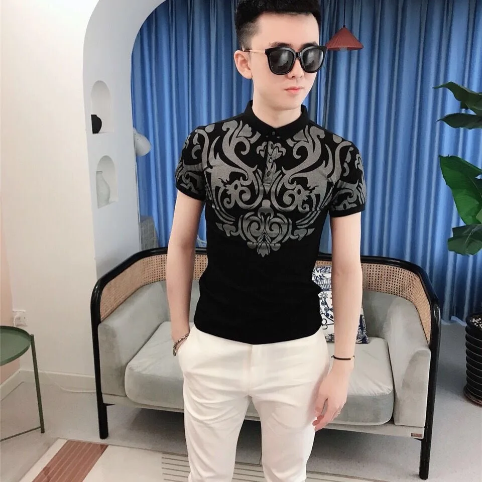 

2021 Polo Summer 100% Cotton Shirt Men's Printed Casualshort Sleeve