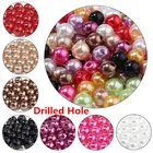 Бусины из АБС-пластика с имитацией под жемчуг, круглые бусины из акрила с отверстием для изготовления ювелирных изделий сделай сам, 346810 мм, hole1000 шт.упаковка