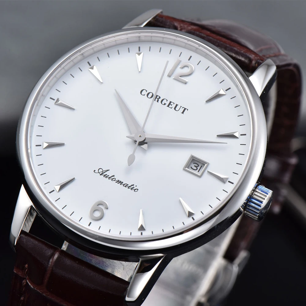 Мужские автоматические часы с циферблатом 40 мм розовое золото белый