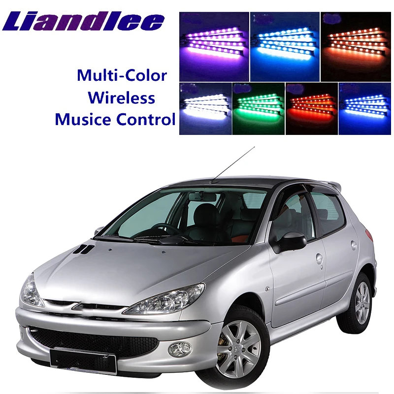 

LiandLee для Peugeot 206 Naza 206 1998 ~ 2012 Автомобильный интерьер Подножки сиденье акцент Музыка Ритм окружающий свет