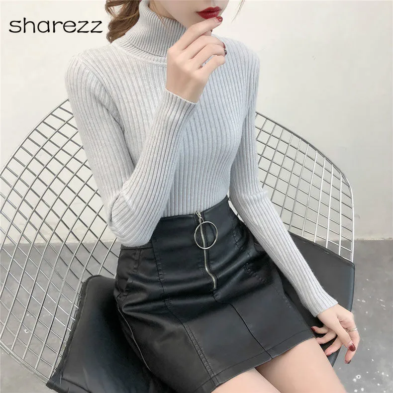 Осень-зима 2019 свитер с высоким воротом высокое качество вязаный Повседневный