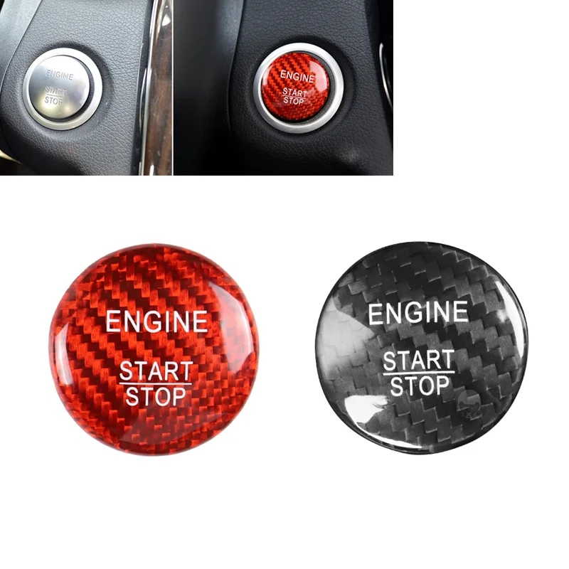 

Car Engine Start Stop Button Cover Tirm Sticker Red/Black Carbon Fiber For Mercedes Benz A B C W205 GLC X253 AMG E ML GLE
