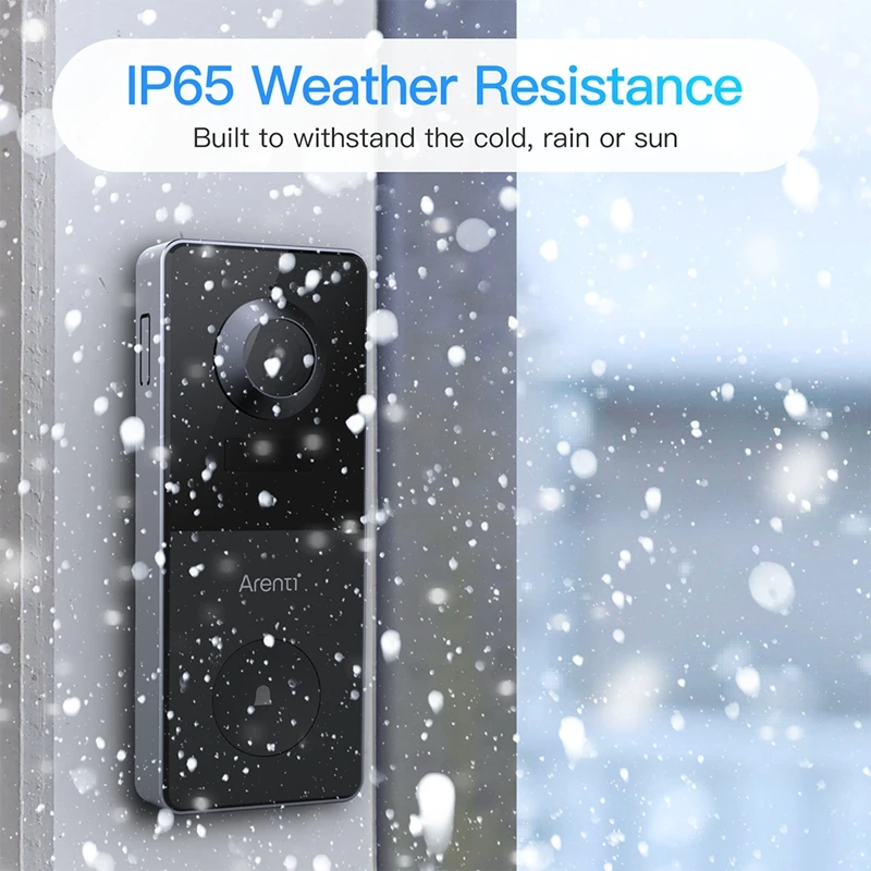 Скидка ARENTI 2K HD 3MP уличный беспроводной звонок Camera 6700mAh перезаряжаемая батарея Smart Home цифровой дверной глазок видеодомофон