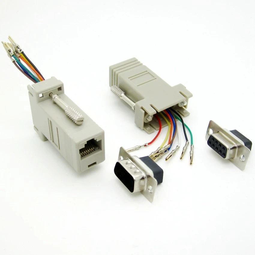 Переходник RJ45 к DB9 RS232 сетевой порт конвертер штекер/гнездо | Строительство и
