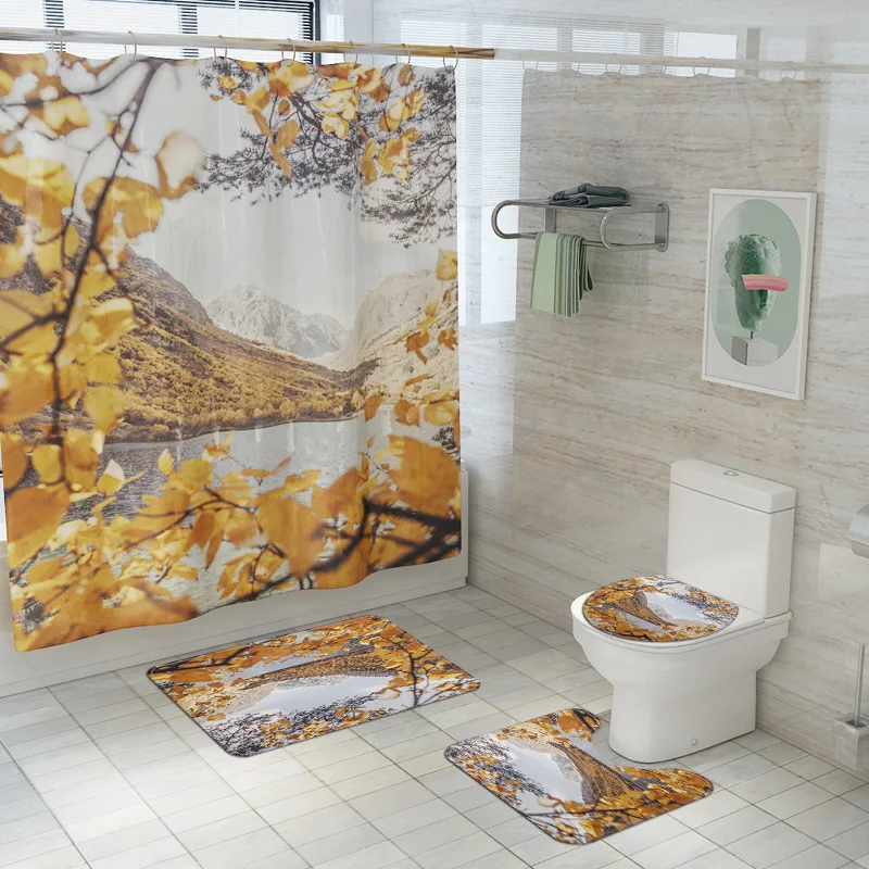 Высококачественные осенние тканевые шторы для душа занавески ванной гор озера