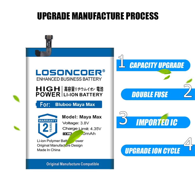 100% Оригинальный LOSONCOER 4500 мАч Maya Max Сменный аккумулятор для телефона Bluboo