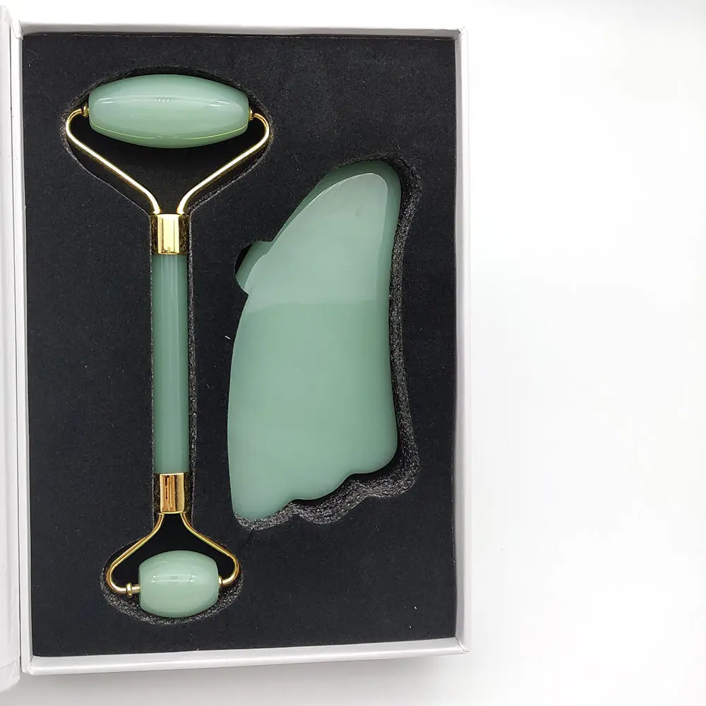 Facial Massage Roller Double Heads Jade Stone Gua Sha Tools face Lift Body Relaxation Slimming Beauty Health Skin Care set|Устройство