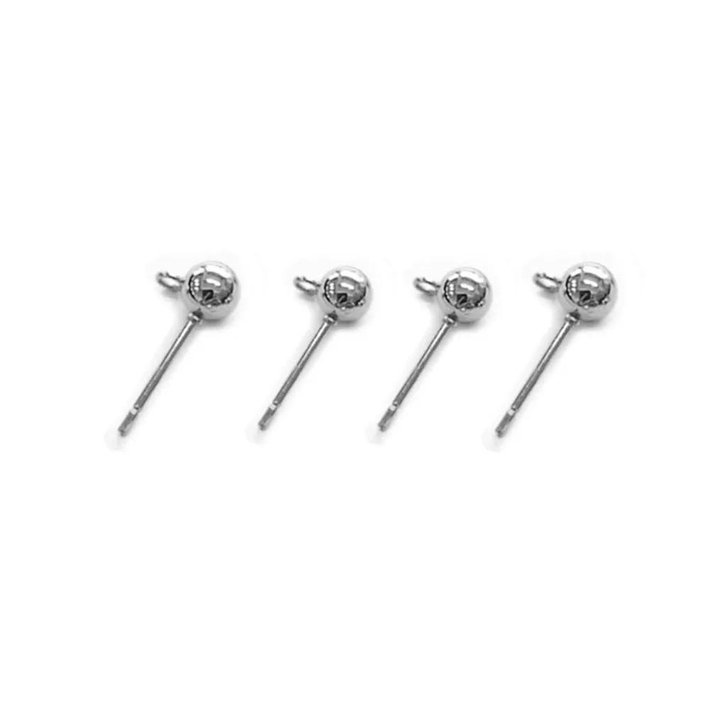 20PCS/lot Stainless Steel Gold Silver Color Ball Stud Earring Ear Pin Findings for DIY Earrings Base Jewelry Making | Украшения и