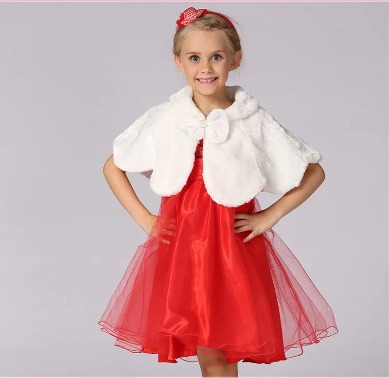 Демисезонная детская накидка для девочек элегантная из искусственного меха