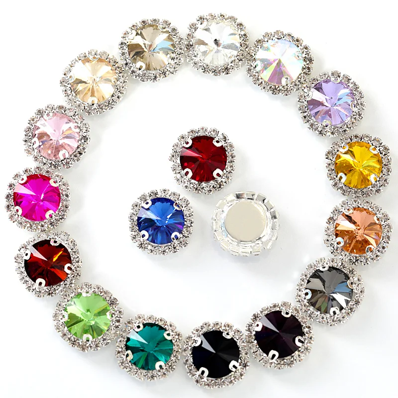 Красочная Хрустальная пряжка 5 размеров круглая пришивная стразы с плоской
