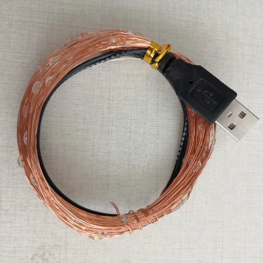 Светодиодная гирлянда 10 м 5 USB водонепроницаемая медная проволока сказочные огни