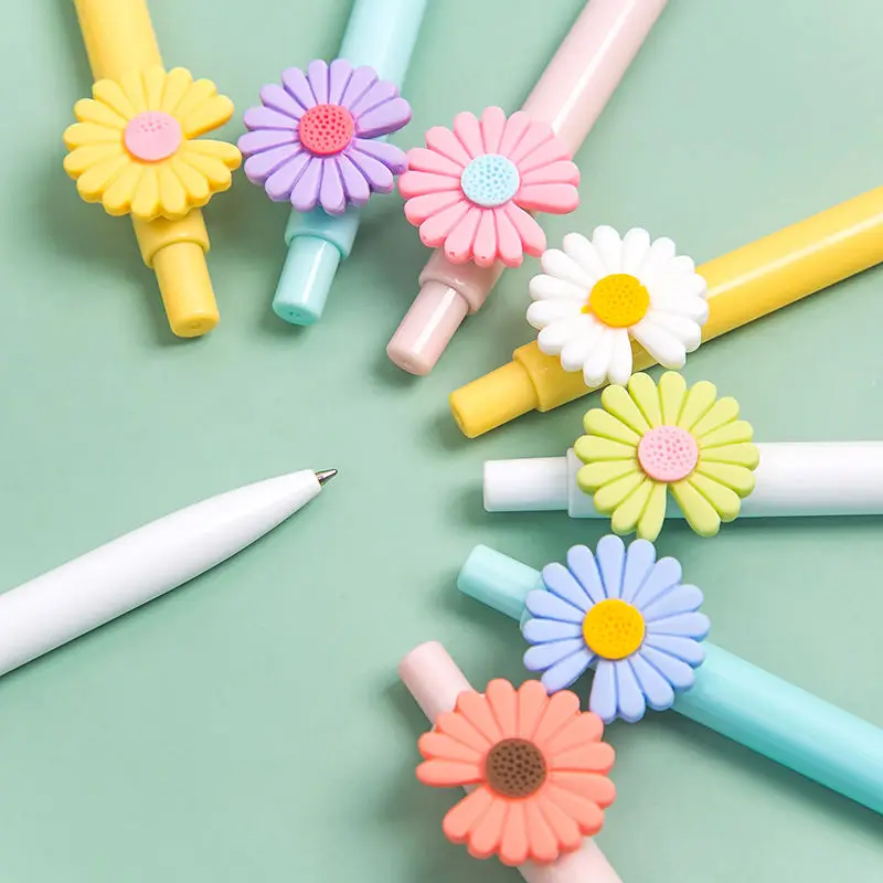 8 Piece/lot Gel Pen School Supply Creative Daisy Press Office Gift Candy Stationery Kawaii Funny Cute Flower