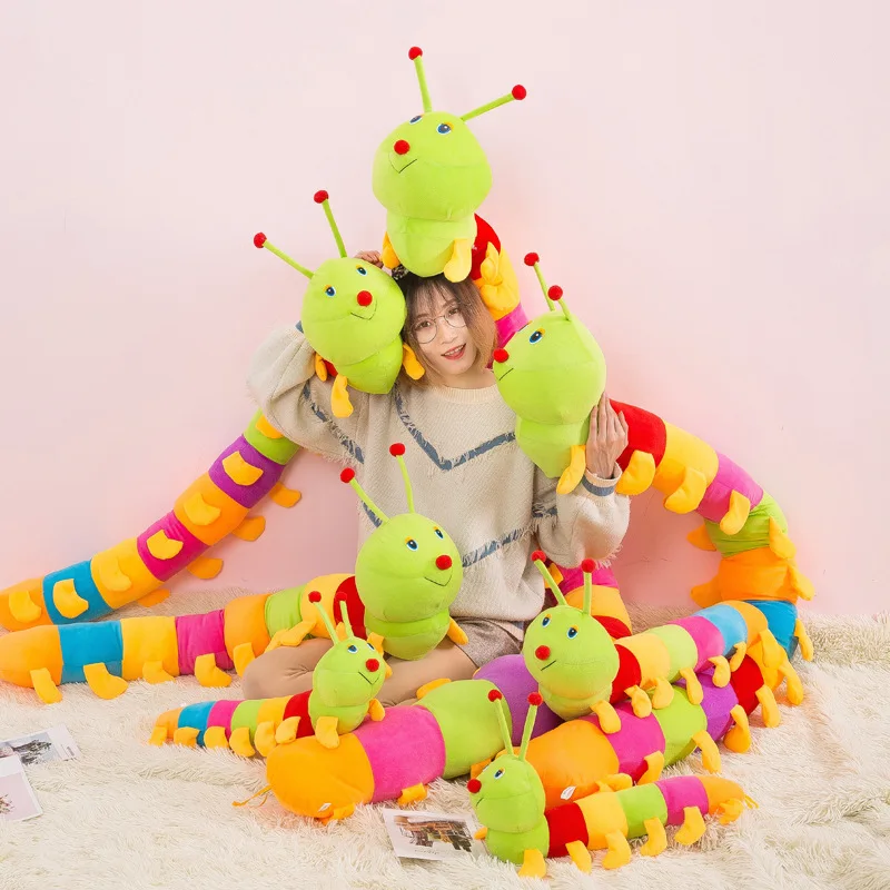 

50cm Cute colorful long cognitive plush worm stuffed toy soft worm cushion doll pillow sleeping doll gift for child birthday