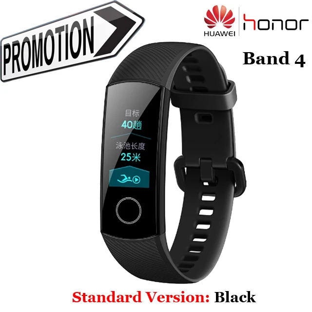 Promotion-Black Умный Браслет huawei Honor Band 4 5 Amoled, цветной сенсорный экран 0,95 дюйма, для плавания, для обнаружения сердечного ритма, сна - Color: Promotion-Black