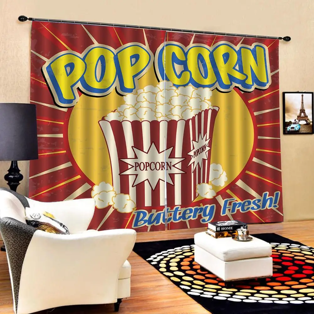 Пользовательские 3D занавески кинотеатр тограф шторы попкорн фотография фоны