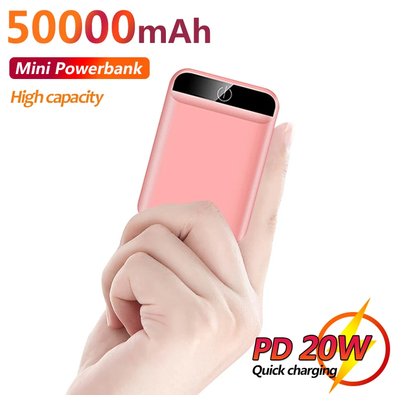 

50000mAh Mini Power Bank Digital Display Portable 2 USB Port External Battery Outdoor Travel Charger for Samsung iPhone Xiaomi