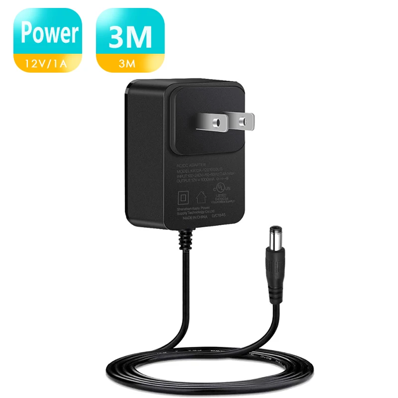 BESDER 3 Meters DC 12V Adapter AC 110-240V DC 12V 1A  AC/DC Power adapter charger Power Adapter for CCTV Camera 2.1 * 5.5mm