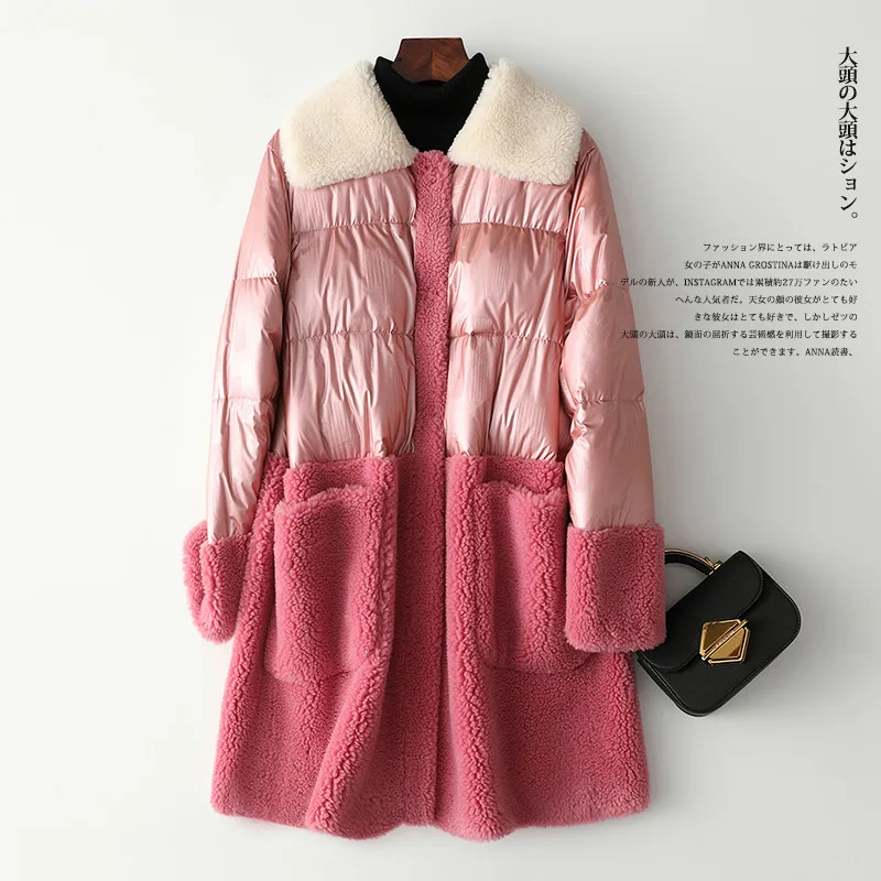 Winter Duck Down Jacket Female 2020 Korean Pink Real Fur Coat Women Thick Warm Long Wool Ladies Outwar Hiver 2243 | Женская одежда