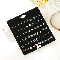 korean new sweet earrings 30 pairs of moon earrings set with crystal earrings combination women fashion jewelry wholesale