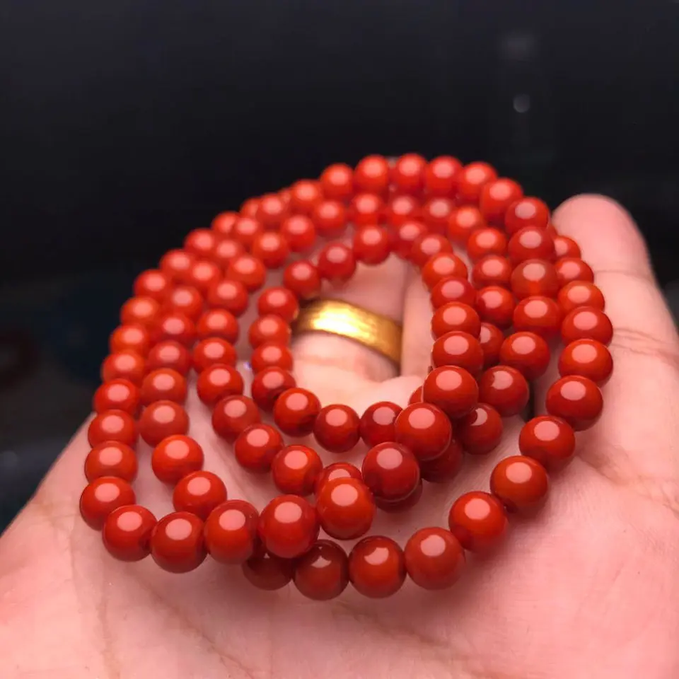 

Браслет из натурального Южного красного агата и нефрита, ювелирное изделие, многооборотный браслет для женщин и мужчин, 108, круглые бусины и...