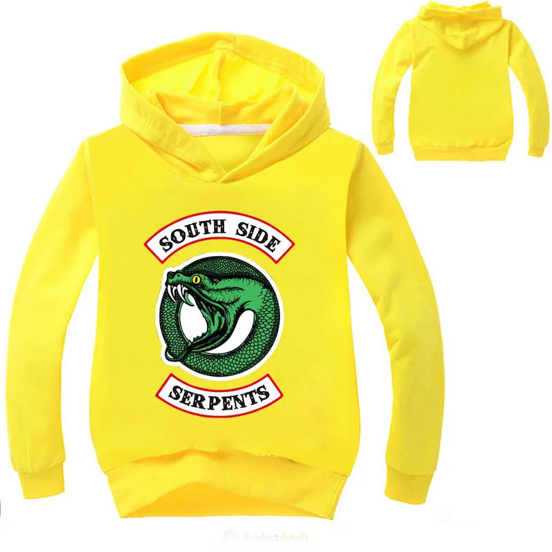 Толстовки с принтом змей южной стороны Детские свитшоты пуловер для маленьких