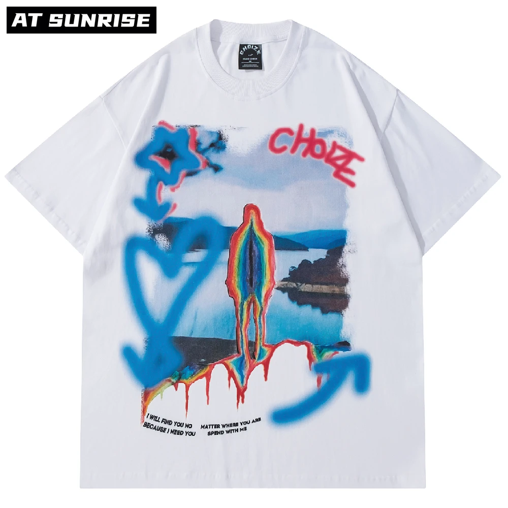 Футболка мужская оверсайз в стиле хип-хоп уличная одежда Харадзюку с принтом
