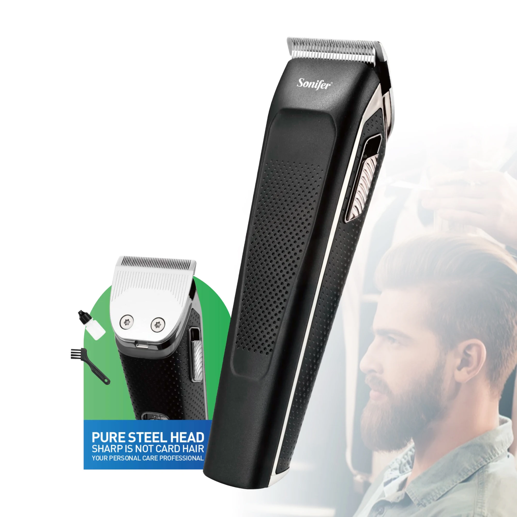 

Бритвенный станок для мужчин, Беспроводная Машинка для стрижки волос, триммер для бороды, беспроводной парикмахерский аппарат Sonifer SF9540