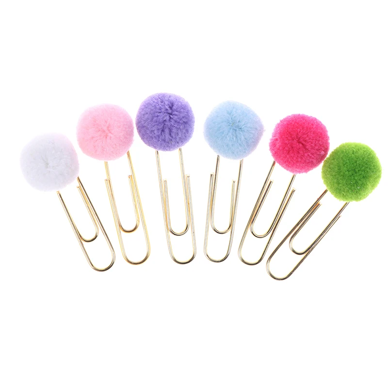 

1 шт. милые с маленькими пушистыми помпончиками цвета розового золота де моделирование скрепки мода, деловая, для офиса, женский стиль канце...