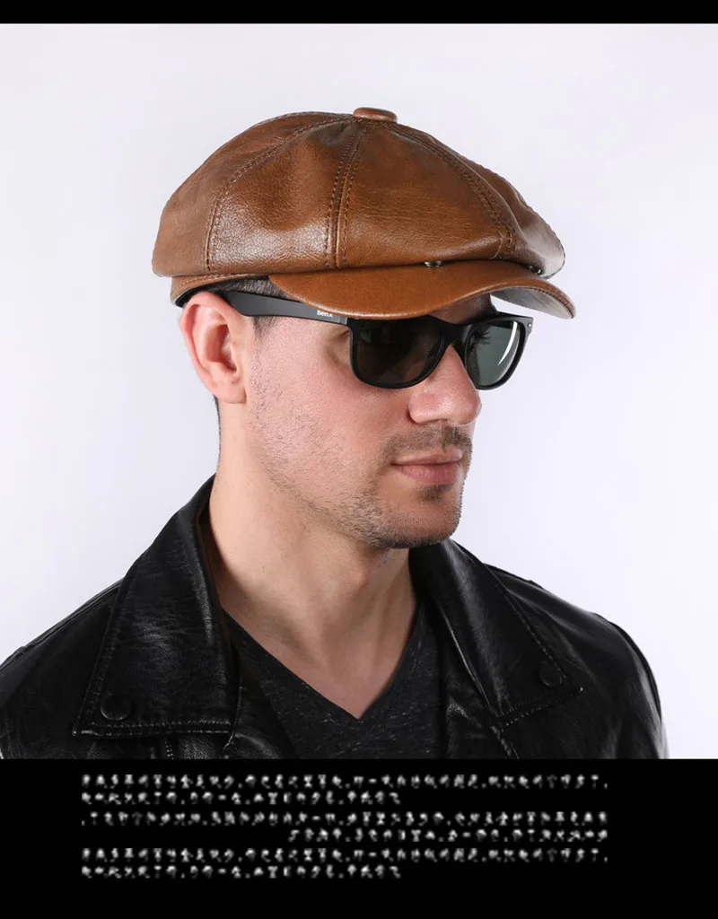 

T-MAC 2020 Fashion Women Genuine Leather Octagonal Caps Newsboy Cap Vintage Bonnet Beret Style Retro Leather Hat Cowboy