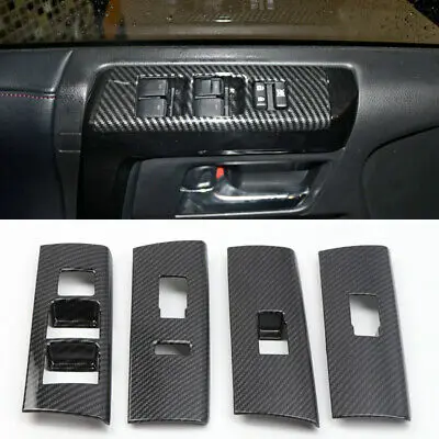 

4* Carbon Fiber Window Lift Switch Panel Cover Trim For Toyota 4Runner 2010-2020