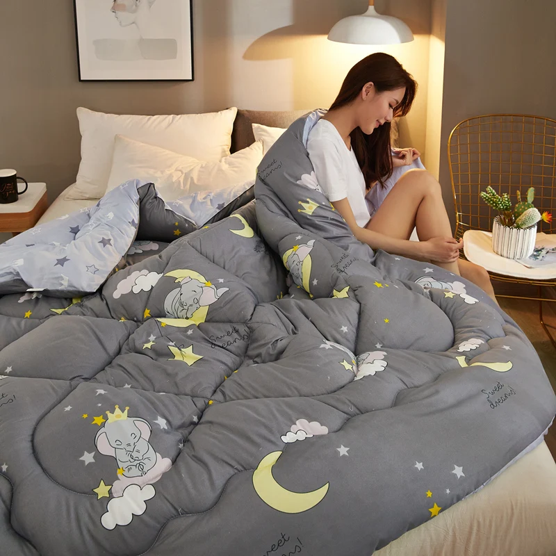 

Pure Color Thicken Duvet With Stuffing Patchwork Quilt Warm Winter Bed Cover Winter Thicken Comforter New Bedset 220*240cm