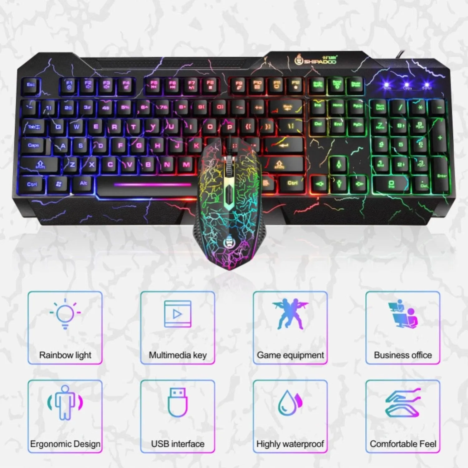 rgb backlit gamer keyboard and mouse combos led usb wired multimedia ergonomics gaming keyboards for pc computer desktop teclado free global shipping